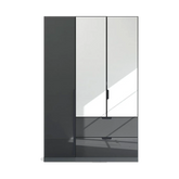 Mulheim 3 Door Basalt Glass Wardrobe with Drawers and Mirror - Pendle Village Furniture